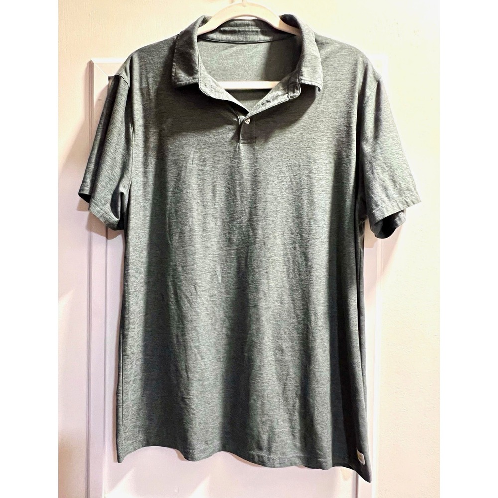 Vuori Men’s Large Heathered Green Lightweight Polo Shirt 44” Chest Casual Golf